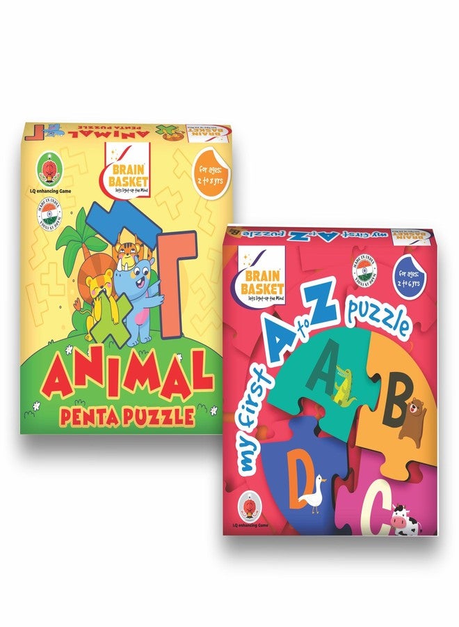 BRAIN BASKET Animal Penta + My First A to Z Combo | Educational Animal & Alphabet Learning Games for Kids | Fun Learning Toys for Ages 2-8 Years| Puzzle & Scrabble Game for Kids - Image 2